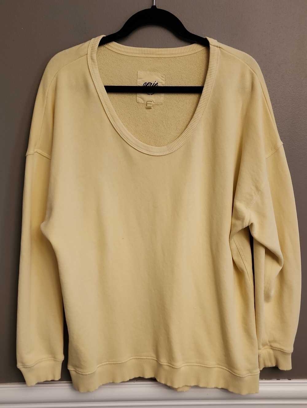 Aerie Oversized Pale Yellow Scoop Neck Sweatshirt